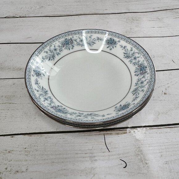 Noritake Fine China Blue Hill Soup Cereal Bowls Silver Trimmed Edge Lot of 2 - Picture 13 of 16